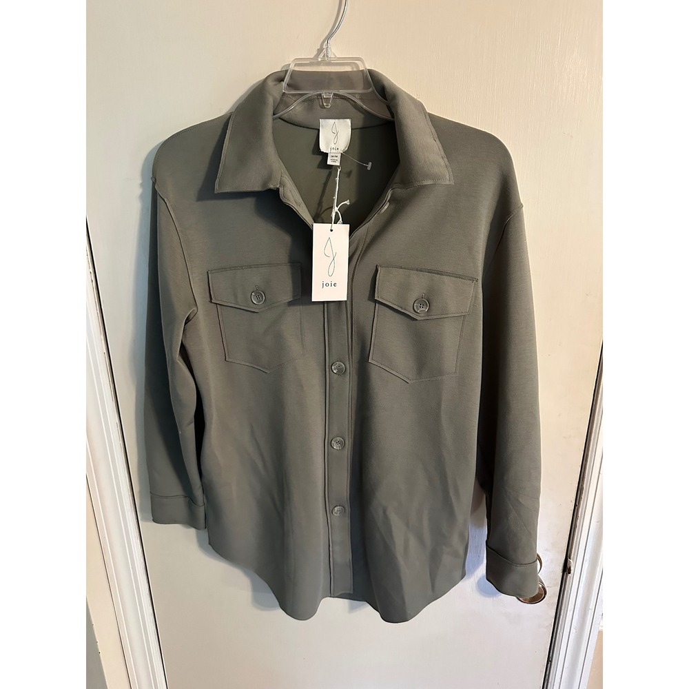 Joie Womens Sage Green Button Down Shirt‎ Jacket Shacket Medium NWT